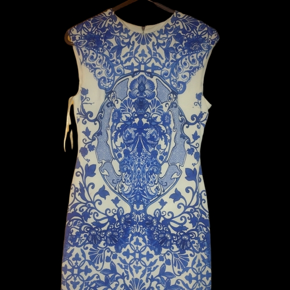 Boston proper blue dress with desings size 10 - Picture 2 of 5